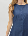 Abito smanicato a palloncino in denim
