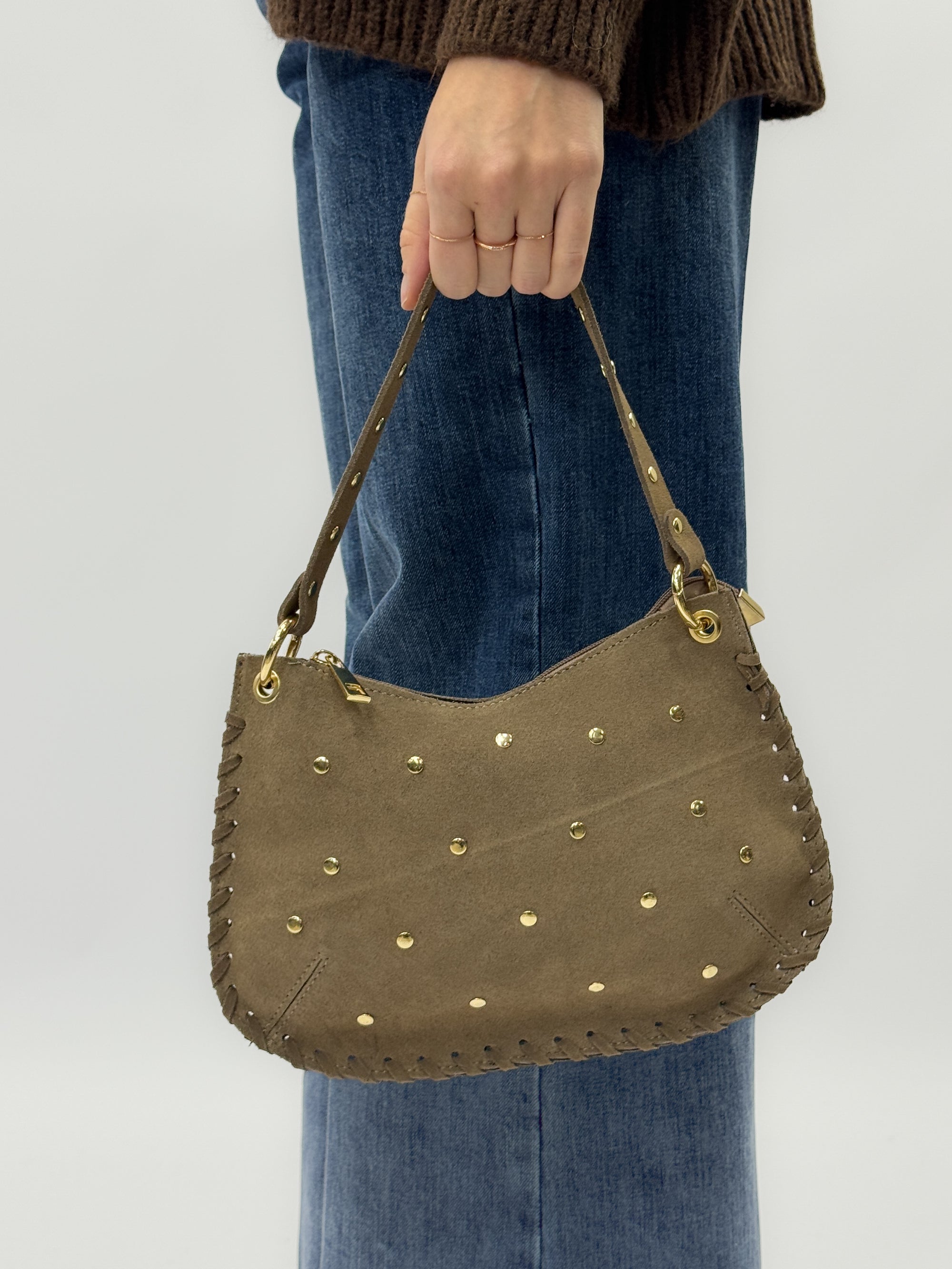 Borsa Eva in vera pelle scamosciata – Made in Italy