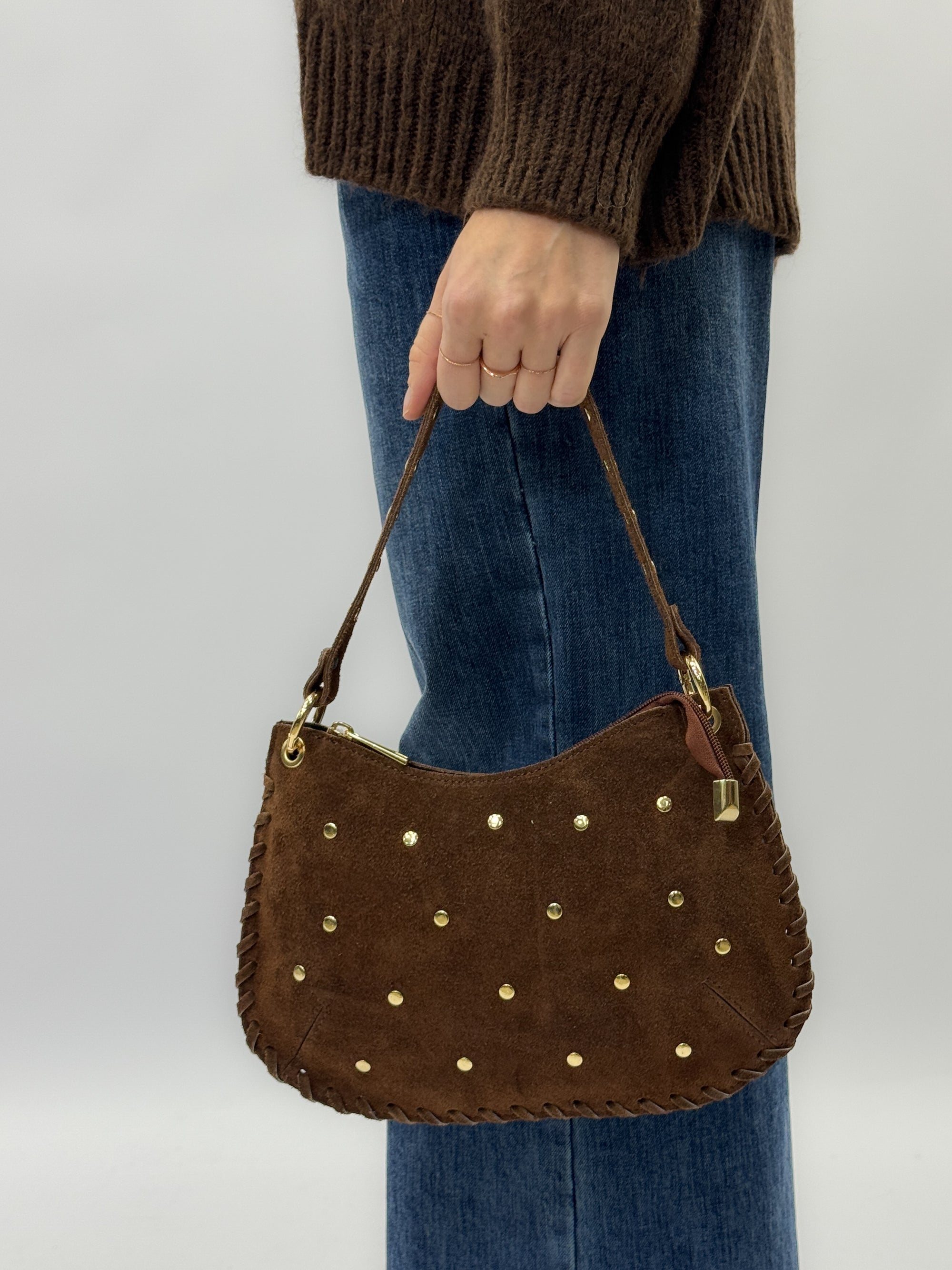 Borsa Eva in vera pelle scamosciata – Made in Italy