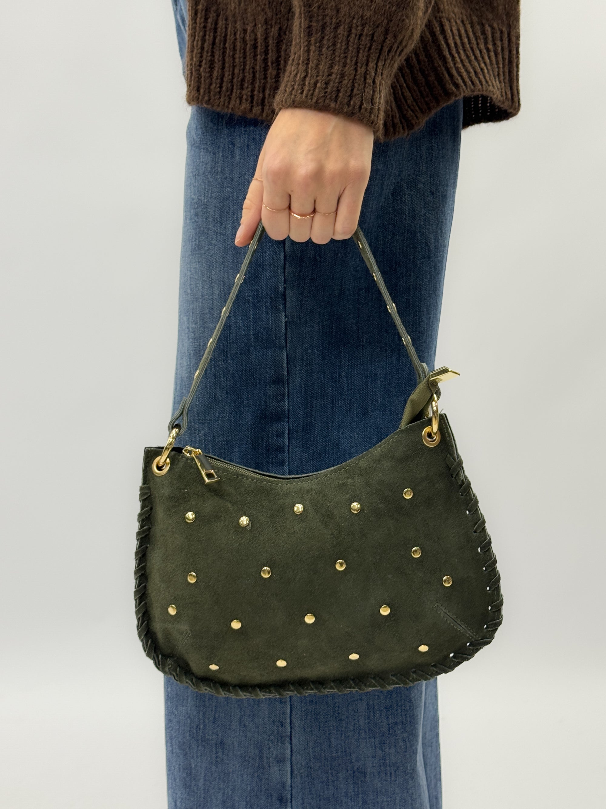 Borsa Eva in vera pelle scamosciata – Made in Italy