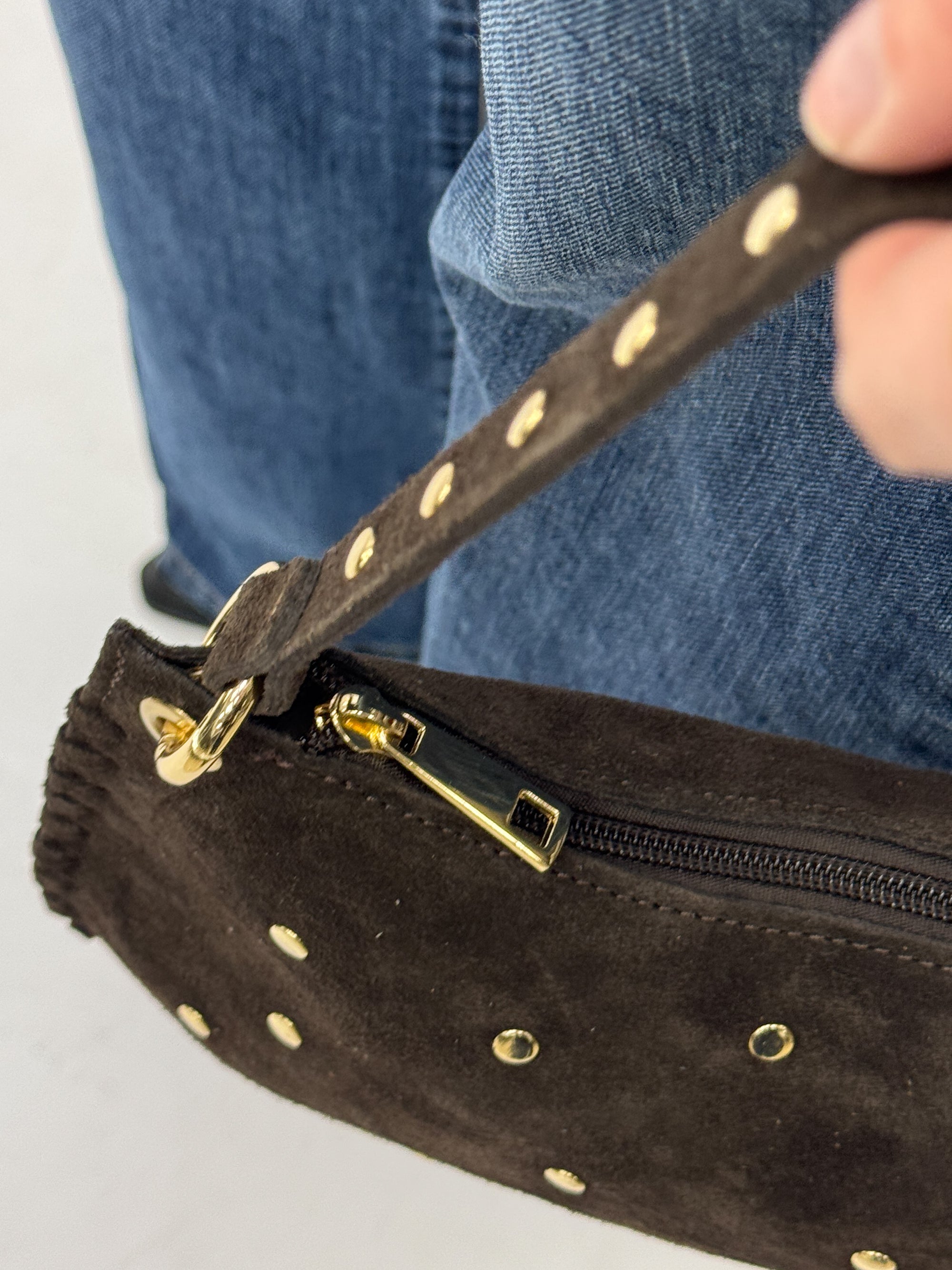 Borsa Eva in vera pelle scamosciata – Made in Italy