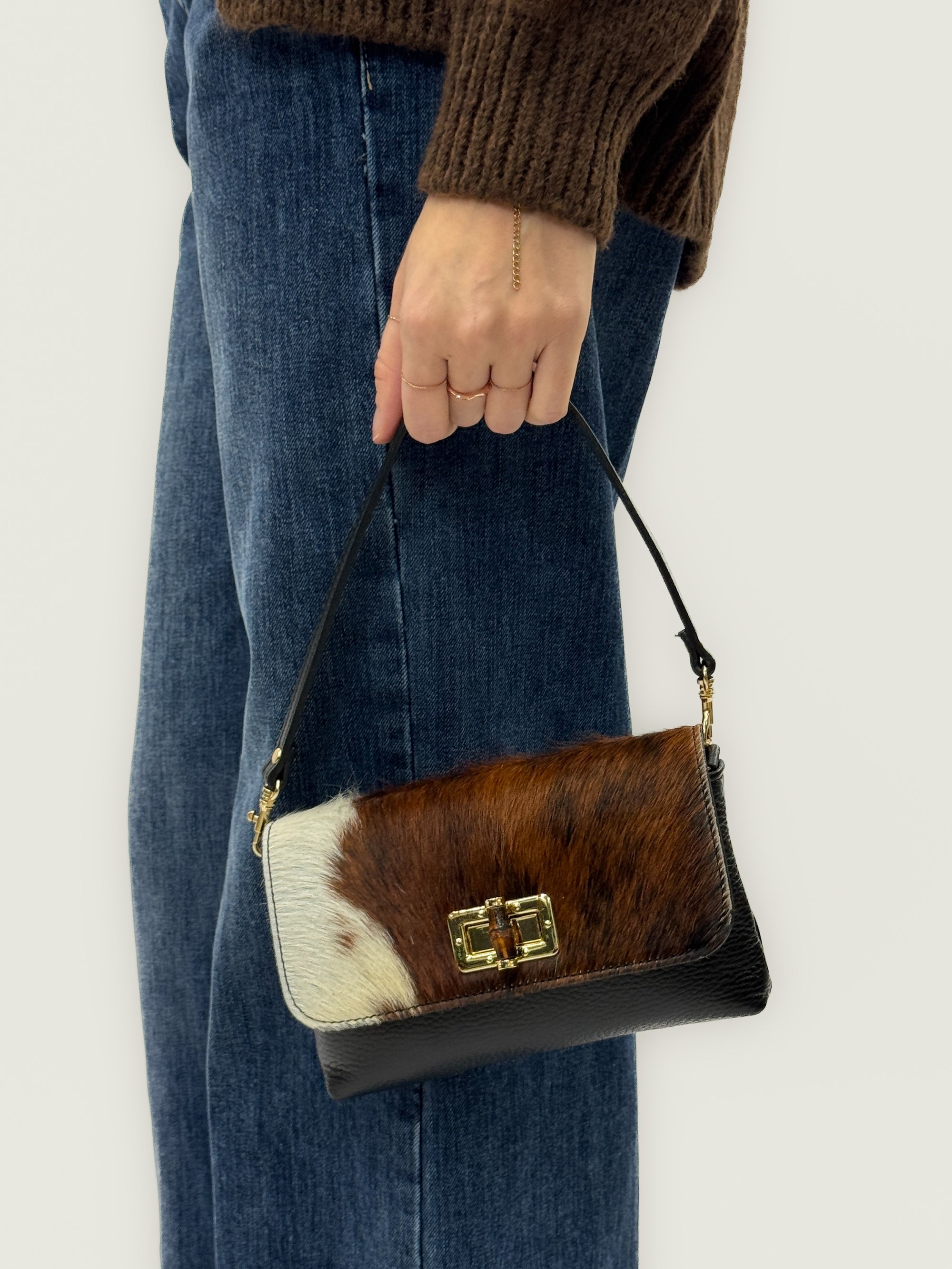 Borsa in vera pelle con stampa animalier – Made in Italy