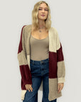 Cardigan “Marta” a blocchi di colore – Morbido misto lana