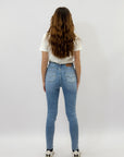 Pantaloni jeans super skinny vita alta