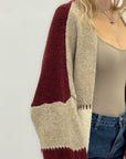 Cardigan “Marta” a blocchi di colore – Morbido misto lana