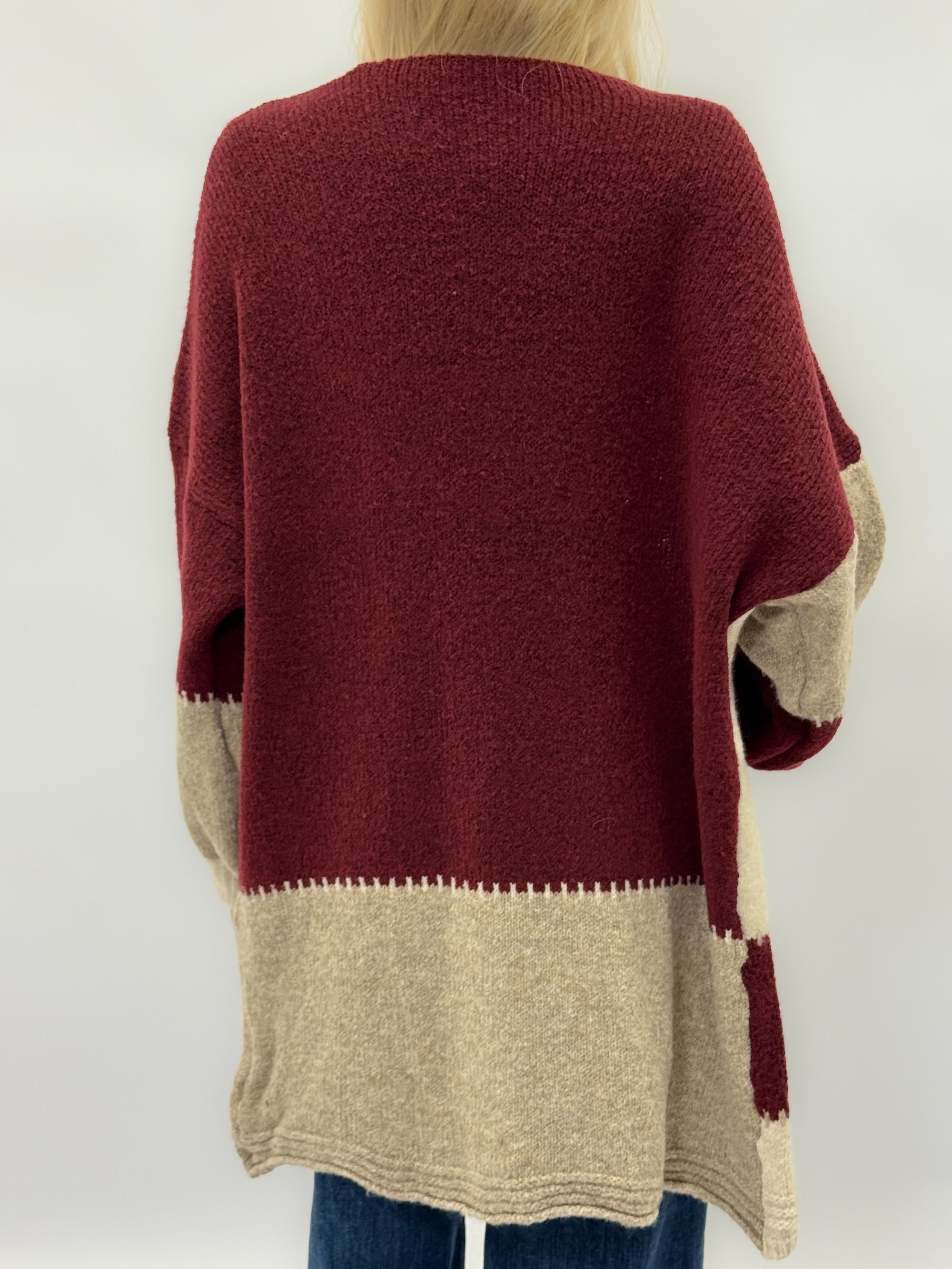 Cardigan “Marta” a blocchi di colore – Morbido misto lana