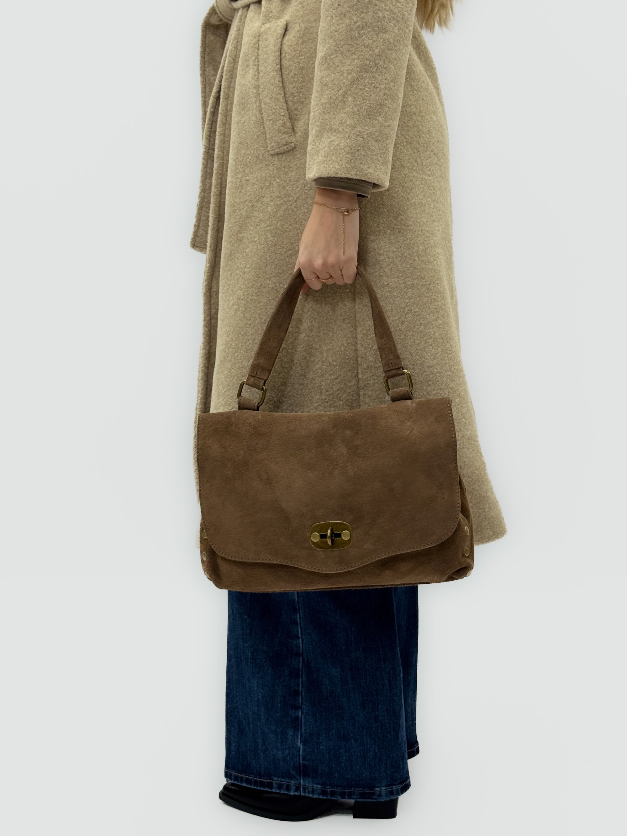 Borsa Siena in vera pelle scamosciata – Made in Italy