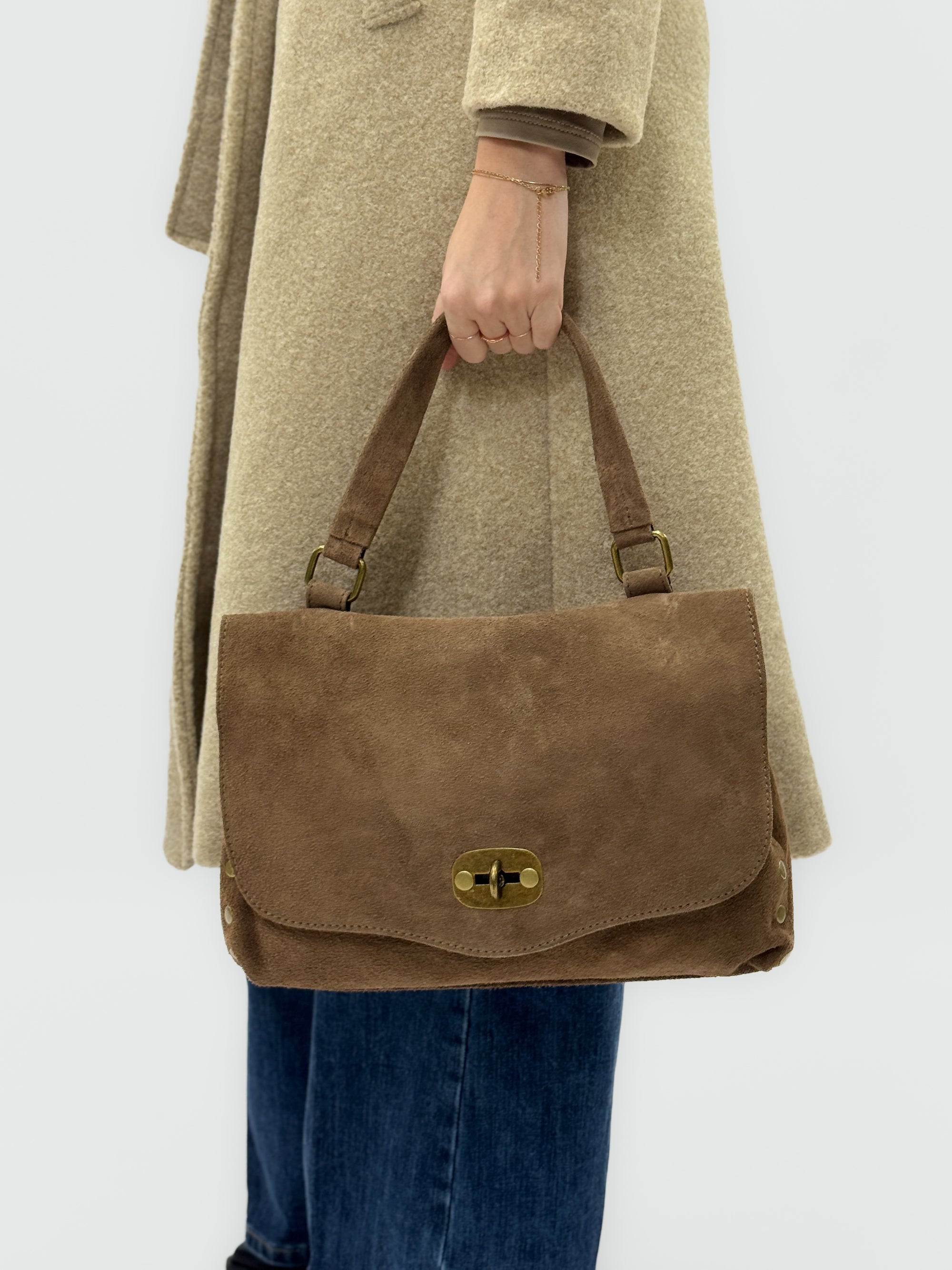 Borsa Siena in vera pelle scamosciata – Made in Italy