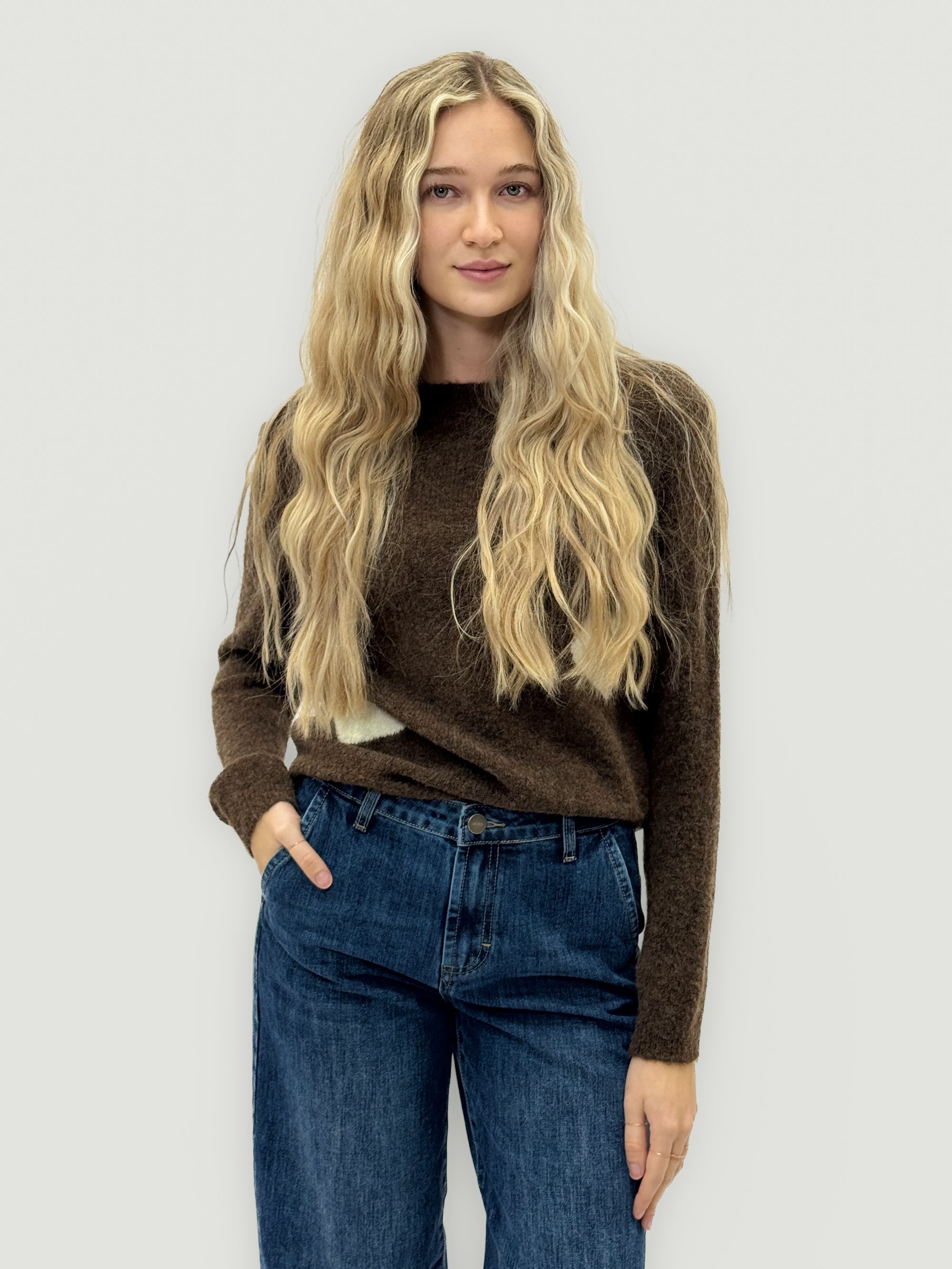 Maglia calda con cuori a contrasto