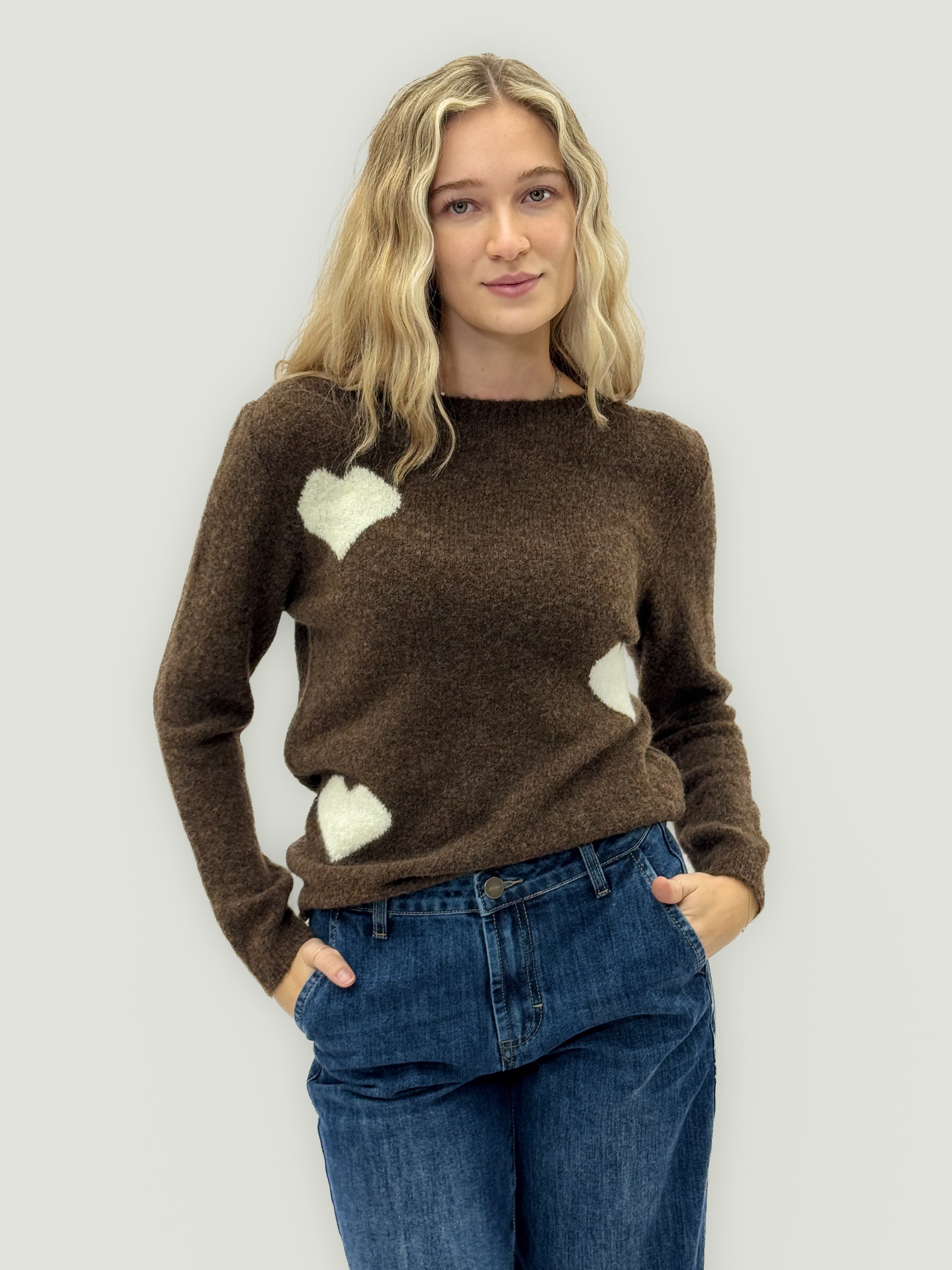 Maglia calda con cuori a contrasto