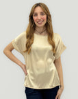 Blusa satin effetto seta manica corta