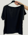 Blusa satin effetto seta manica corta
