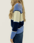 Maglione a righe in misto lana e cashmere – Colori naturali o blu
