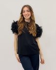T-shirt con maniche tulle