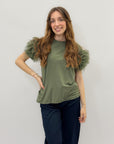 T-shirt con maniche tulle