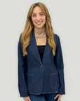 Blazer in denim con tasche applicate
