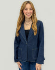 Blazer in denim con tasche applicate
