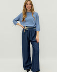 Pantaloni palazzo in denim leggero con coulisse