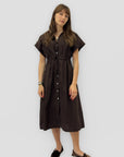 Abito Chemisier Donna in Cotone con Bottoni e Coulisse in Vita