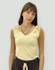 Top Smanicato con Spalline a Volant