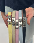 Cintura Donna Vera Pelle Made in Italy con Fibbie Argento