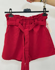 Pantaloncini Donna a Vita Alta con Fiocco Frontale