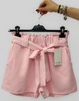 Pantaloncini Donna a Vita Alta con Fiocco Frontale