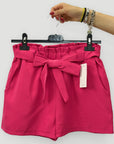 Pantaloncini Donna a Vita Alta con Fiocco Frontale