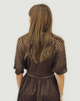 Cardigan Traforato con Manica Corta e Nodo Frontale