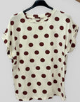 T-shirt in Cotone a Pois con Manica Risvoltata