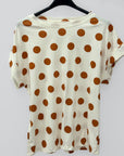 T-shirt in Cotone a Pois con Manica Risvoltata