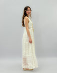 Abito lungo in pizzo con paillettes