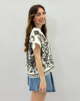 Maglia in pizzo sangallo con stampa