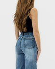 Jeans wide leg a vita alta effetto vintage