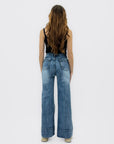Jeans wide leg a vita alta effetto vintage