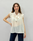 Camicia con strass e fiocco