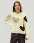 Maglione con cuori a contrasto misto lana – Morbido e romantico
