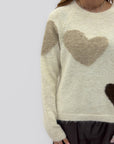 Maglione con cuori a contrasto misto lana – Morbido e romantico