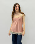 Canotta satinata con pizzo