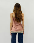 Canotta satinata con pizzo