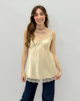 Canotta satinata con pizzo