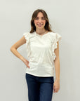 T-shirt con maniche in pizzo