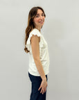 T-shirt con maniche in pizzo