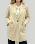 Blazer lungo in tessuto leggero con tasche