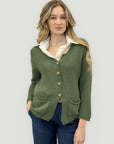Cardigan in maglia con bottoni e tasche frontali
