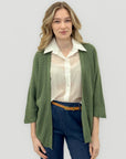Cardigan aperto in maglia con maniche 3/4