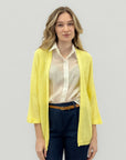 Cardigan aperto in maglia con maniche 3/4