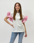T-shirt con maniche volant