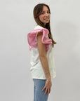 T-shirt con maniche volant