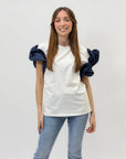 T-shirt con maniche volant